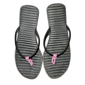 CROCS Cabana Slip On Thong Wedge Heels Flip Flops Sandals Black Rubber Womens 10